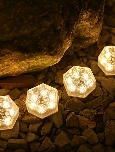  zonne-buitenverlichting, ijsblokjesverlichting, waterdichte buitenverlichting, looppadverlichting, zorg voor 10 uur verlichting voor uw tuin, landschap, pad, tuin, terras