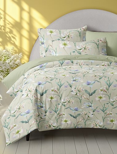  Floral romantischer Bettbezug Vollgröße Bettwäsche-Set Bettsets Steppdecke weicher leichter Bettbezug mit 2 Kopfkissenbezügen für Sommer Frühling