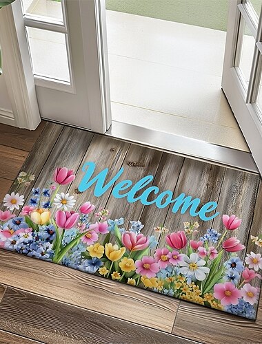  Blumen Fußmatte Küchenmatte Fußmatte rutschfeste Teppich Ölfester Teppich Innen- und Außenteppich Schlafzimmerdekoration Badezimmermatte Eingangsdoormat Frühling Sommer