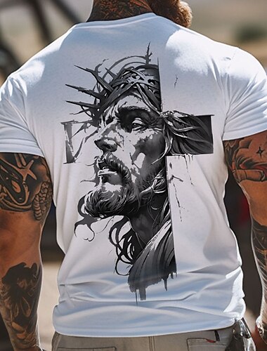  Pasqua Per uomo Gesù Cristiano Maglietta Manica Corta maglietta Stampa 3D Girocollo Camicia Designer Casual Feste Ferie Bianco Estate Primavera Abbigliamento S M L XL XXL XXXL