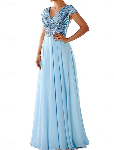  Kleid Brautmutterkleid Elegant Party Brautkleider schlicht Hemdkragen Boden-Länge Polyester Kurzarm mit Paillette 2025