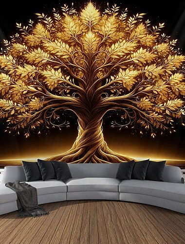  Baum des Lebens hängender Wandteppich Wandkunst große Wandteppich Wandmalerei Dekorfoto Hintergrunddecke Vorhang für Zuhause Schlafzimmer Wohnzimmer Dekoration