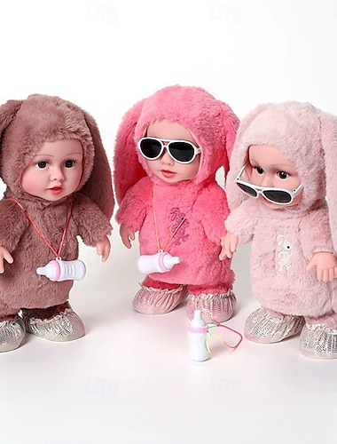  Bouteille de lait pour enfants en vinyle jouet en peluche électrique éducation précoce manger une bouteille de lait poupée marchant et parlant imitant une fille cadeau