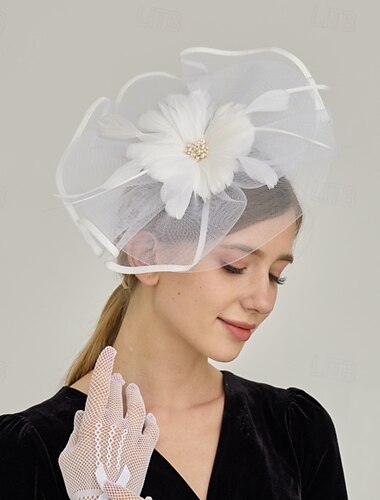  Kopfbedeckung Tüll Feder Hochzeit Abendgesellschaft Elegant Hochzeit Mit Pure Farbe Kopfschmuck Kopfbedeckung