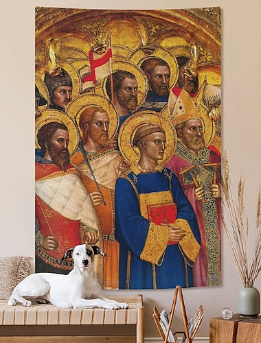  Tapetto Medievale Tappeto del Medioevo Arte Gotica Arte da Parete Grande Tappeto Murale Decorazione Fotografia Sfondo Coperta Tenda Decorazione per Casa Camera da Letto Soggiorno Polittico di