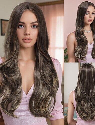  Συνθετικές Περούκες Κυματιστό Βαθύ Κύμα Κούρεμα με φιλάρισμα Με αφέλειες Μηχανοποίητο Περούκα 28 ίντσες Α'1 Συνθετικά μαλλιά Γυναικεία Στη μέση Πάρτι Διαβάθμιση χρώματος Πολύχρωμο