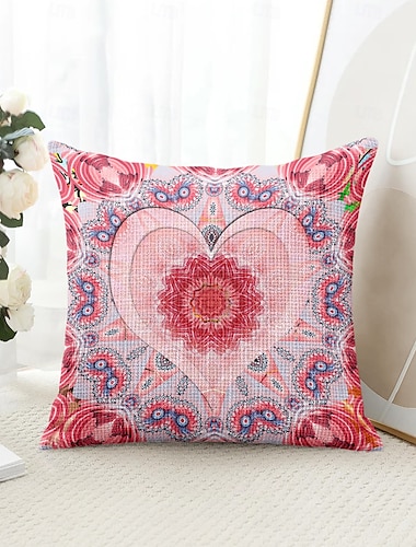  Mandala Bohemian Hart Decoratieve Sierkussenshoes 1PC Zachte Vierkante Bankkussenhoes Kussenhoes voor Slaapkamer Woonkamer Bank Stoel