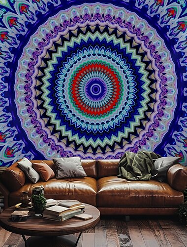  Mandala Bohemian hängender Wandteppich Wandkunst großer Wandteppich Wanddekoration Fotohintergrund Decke Vorhänge Wohnraum Schlafzimmer Wohnzimmer Dekoration Blau