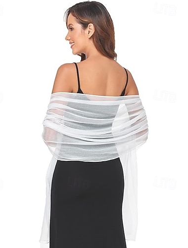  Écharpe Femme Élégant Sans manches Polyester Boléros de Mariage Avec Couleur unie Pour Soirée Printemps & Été