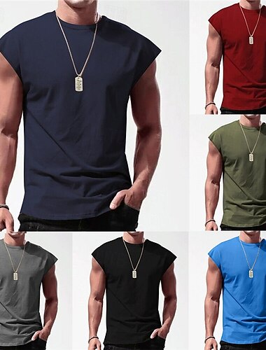  Herren Tank Top Weste Unterhemd Ärmelloses Shirt Ärmellos Rundhalsausschnitt Sommer Einfach Mode Designer Muskel Outdoor Ausgehen Fitnessstudio Schwarz Weiß Rote Top T-Shirt für Herren