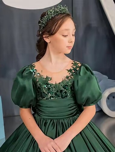  Ballkleid Knie-Länge Blumenmädchenkleid Quinceanera Gefrorene Elsa Mädchen Süßes Ballkleid Tüll mit Gerafft Königlicher Stil Ballettröckchen Fit 3-16 Jahre