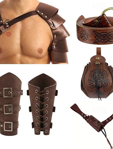  Punk & Gothique Médiéval Renaissance Ceinture Taille Bracelet Chevalier Viking Tir à l'arc Homme Femmes Unisexe Viking Fantaisie Halloween Mascarade Performance Scène LARP Adulte Plus d'accessoires