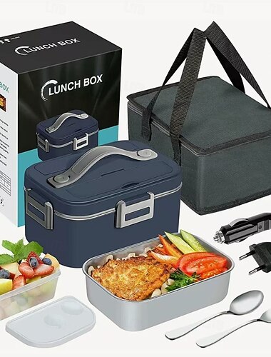  75 W elektryczny podgrzewany lunchbox 1,8 l podgrzewacz/podgrzewacz do żywności przenośne podgrzewane lunchboxy szczelne wyjmowany pojemnik ze stali nierdzewnej 304