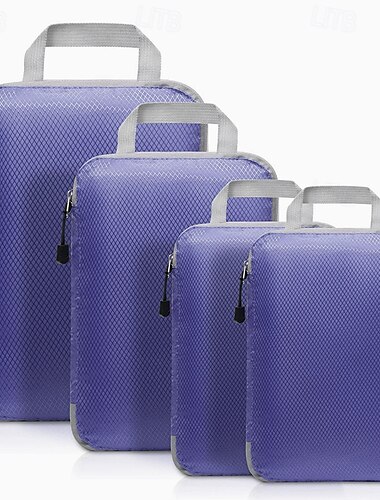  Kompressions-Packwürfel-Set für die Reise, 4er-Pack Gepäck-Organizer-Taschen, platzsparende Kleideraufbewahrungsbeutel, Reise-Packtaschen für Koffer