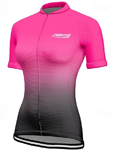  Damen Radtrikot Kurzarm Fahhrad T-Shirt Trikot mit 3 Gesäßtaschen Mountainbike MTB Atmungsaktiv Schnelltrocknend Anatomisches Design Feuchtigkeitsableitend Gelb Rot Blau Farbverlauf Sport Bekleidung