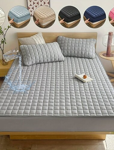  Queen Vol King Beschermende Beddeken Waterproof Matrasbeschermer Gequilte Fitted Matraspad Bedbeschermer Beschermende Matrasbedekking Zacht Comfortabel