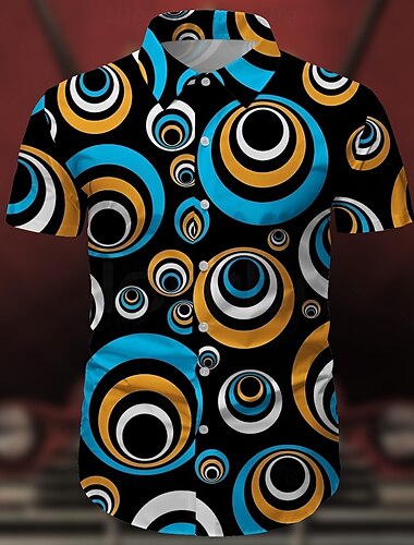  Rétro Vintage Années 1970 Chemise Chemise Aloha Hippie Disco Géométrique Homme Mascarade Vacances Soirée Défilé de la Fierté Adulte Chemise