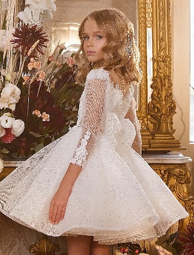  Vestido de Gala Hasta la Rodilla Vestido de Niña Florista Quinceañera Elsa congelada Niñas lindo vestido de fiesta Tul con Fruncido Estilo real tutú Ajuste 3-16 años