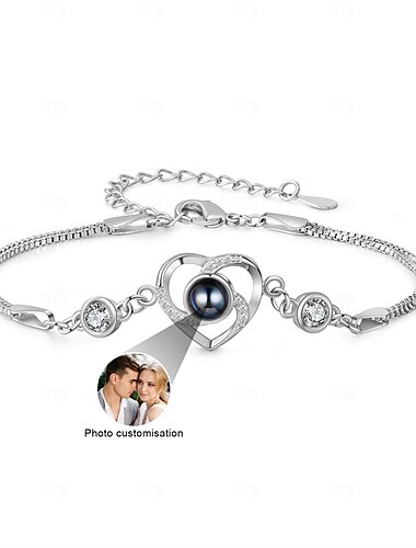  Personalisierte elegante herzförmige Armbänder Individuelles bestes Geschenk für Mama Projektionsstein mit individuellem Foto für Ehefrauen und Freundinnen