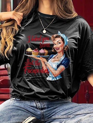  T-shirt Manifesto retrò Ragazza retrò Grafico Per Per donna Adulti Mascherata Stampa a caldo Casual Quotidiano
