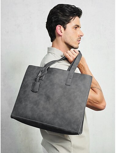  Große Herren-Tragetasche aus Kunstleder – stylische Business-Umhängetasche, lässige Arbeitshandtasche, vielseitiger Reise-Shopper für Büro & Alltag