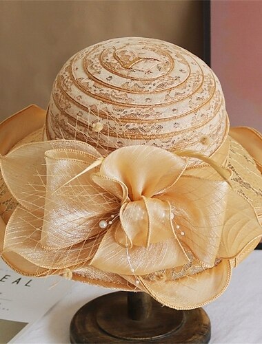  Hats Polyester Sun Hat Holiday Tea Party Horse Race Cocktail Elegant Vintage Cute With Floral Headpiece Headwear