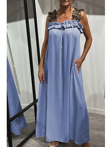  Damen Maxikleid Unterkleid Urlaub Outdoor Strand Figurbetonter Schnitt Leopard Einfach Ärmellos Kalter Schulter-Ausschnitt Dunkelgrün Schwarz Weiß Hellgrün Sommer