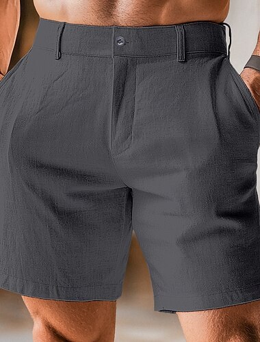  Herren Shorts Schicke Shorts Tasche Gerader Schnitt Einfach Komfort Bügelfrei Knielang Büro Geschäft Täglich Mode Streetwear Rauchgrau Schwarz