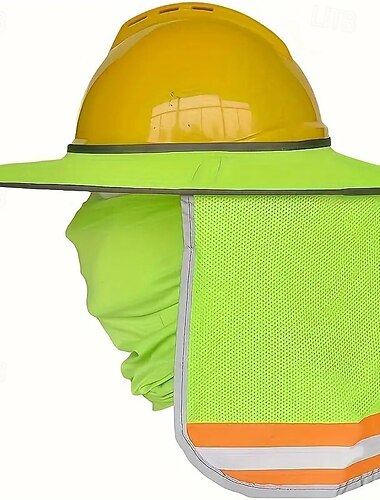  2-delige reflecterende zonnehoed en nekpakset, hoge zichtbaarheid, volledige rand van mesh-stof, polyester nekbeschermer met hoofdband, masker, met de hand gewassen outdoor-uitrusting