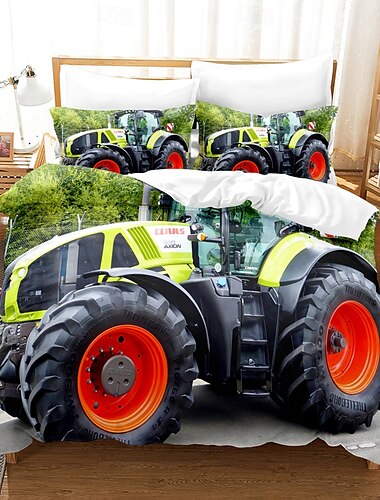  Housse de couette imprimée tracteur de ferme 3D ensembles de literie housse de couette avec 1 impression ou couvre-lit 2 taies d'oreiller pour lit double/reine/king