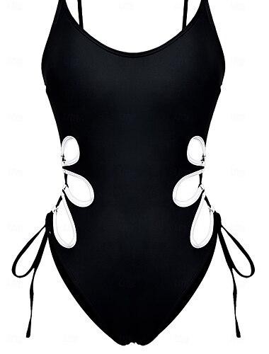  Frauen Badeanzüge Einteiliger Monokini Badeanzug Rückenfrei Bauchkontrolle Hohe Taille Schmal Urlaub Strandmode Einfarbig-U-Ausschnitt Ärmellose Badeanzüge