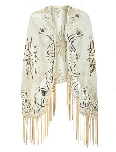  Schals Vintage Schals Glanz & Glamour Ärmellos Polyester Hochzeit Schals Mit Paillette Für Party Sommer