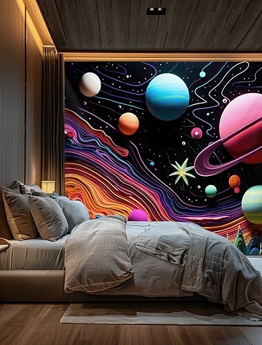  Planet Landschaft Wandteppich große Wandkunst Wandteppich Wanddekoration Fotohintergrund Decke Vorhang Wohnraum Schlafzimmer Einrichtung