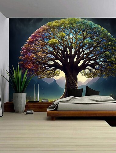  Baum des Lebens hängender Wandteppich Wandkunst große Wandteppich Wanddekoration Fotohintergrund Decke Vorhang Zuhause Schlafzimmer Wohnzimmer Dekoration