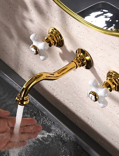  Baño grifo del fregadero - De Pared / Separado Galvanizado Apertura Interna Colocado en la ParedBath Taps