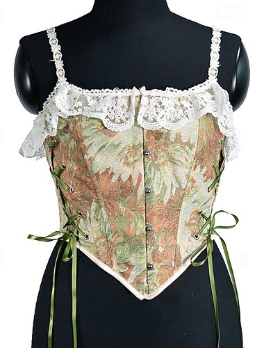  Retro / vintage Middelalderkostumer Renæssance Korset Vest Bustier Blomstret Jacquard Vævning Udklædning Dame Keltisk Fantasi Halloween Karneval Fest Afslappet / Hverdag LARP Voksne Korset