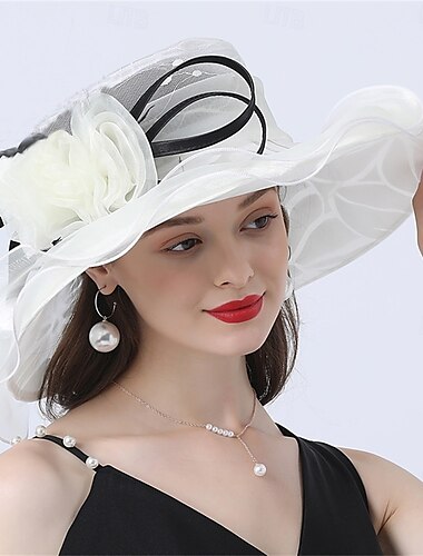  Hüte Organza Sonnenhut Ferien Teegesellschaft Pferderennen Cocktail Elegant Vintage Niedlich Mit Blumig Kopfschmuck Kopfbedeckung