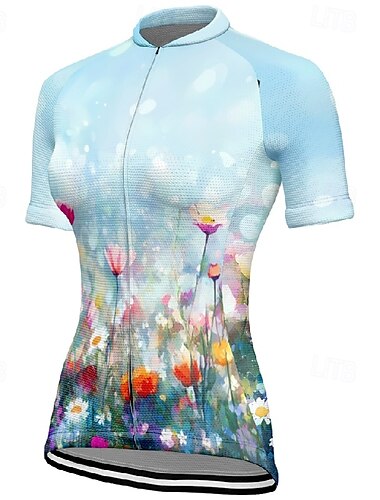  Damen Radtrikot Kurzarm Fahhrad T-Shirt Trikot mit 3 Gesäßtaschen Mountainbike MTB Atmungsaktiv Schnelltrocknend Anatomisches Design Feuchtigkeitsableitend Gelb Blau Orange Sport Bekleidung