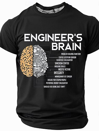  Herren Lustig Ingenieur T Shirt Kurzarm T-Shirt 3D-Druck Rundhalsausschnitt Hemd Mode Täglich Straße Täglich Schwarz Rote Blau Sommer Frühling Bekleidung S M L XL XXL XXXL