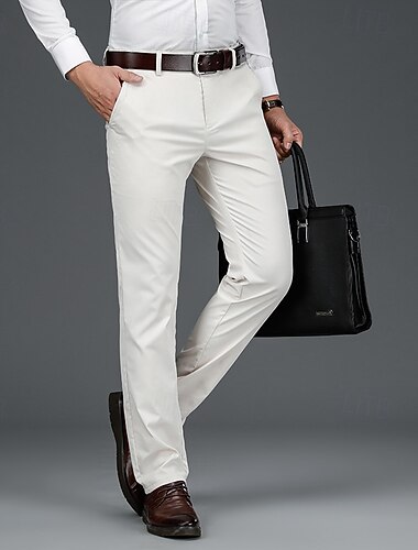  Hombre pantalones de traje Pantalones Pantalones de traje Bolsillo Plano Transpirable Dispersor de humedad Longitud total Exterior Negocio Diario Moda Ropa de calle Negro Azul Real Microelástico