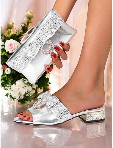  sandales plates à nœud en strass doré avec pochette assortie – chaussures de mariage et de soirée luxueuses pour femmes