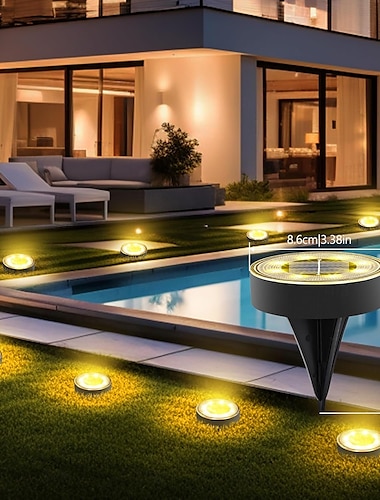  4 stuks 2 stuks 1 stuk 8 W LED-lampen op zonne-energie Op Zonne-Energie Waterbestendig met verlichtingsfunctie Warm wit Koel wit 1.2 V Buitenverlichting Binnenplaats Tuin 8 LED-kralen Nieuwjaar