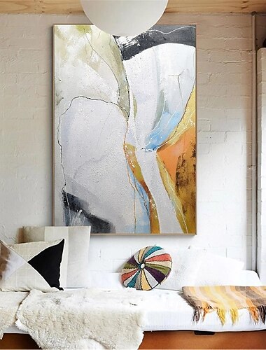  ציור שמן גדול בעבודת יד לבן אפור ושחור ציור תלת מימד בעבודת יד ציור מופשט בעבודת יד צבוע ביד ציור שמן מודרני ציור מודרני אמנות קיר קישוט אמנות