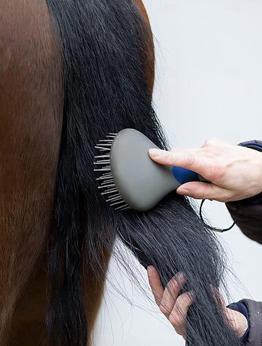  Peigne à queue de cheval Orse - Brosse ergonomique pour crinière et queue de cheval Peigne démêlant pour crinière équine Brosse de toilettage pour chevaux avec poignée humanisée Outil de massage pour