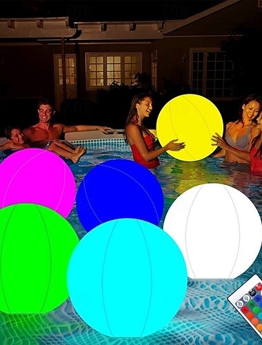  Bola de luz LED de 20/40 cm con control remoto, impermeable, lámpara de ambiente brillante, regulable, 16 colores RGB, luz nocturna para decoración de hogar, jardín, patio, piscina y fiesta.
