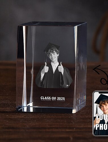  gepersonaliseerd afstudeercadeau op maat 3d gegraveerde kristallen foto klas van 2025 afgestudeerde inspirerende geschenken rechthoekige holografische laserfotodecoratie