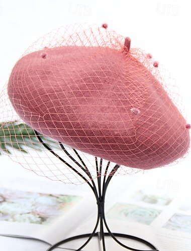  Hüte Polyester Baskenmütze Fedora-Hut Schlapphut Geburtstag Lässig Ferien Elegant Vintage Einfach Mit Unifarbe Spleißen Kopfschmuck Kopfbedeckung