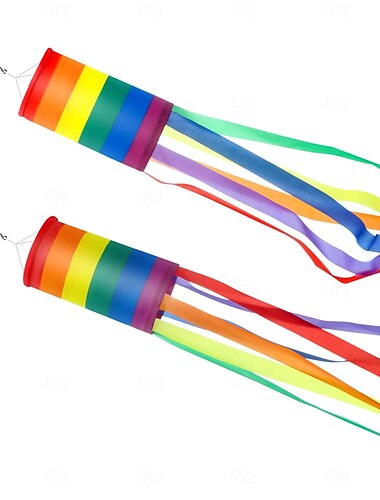  Juin Mois de la Fierté Drapeau de Colonne Arc-en-ciel en Torchon Volez dans la Brise Décoratif Drapeau de Jardin Coloré LGBT+ Parade avec des Queues Longues Arc-en-ciel