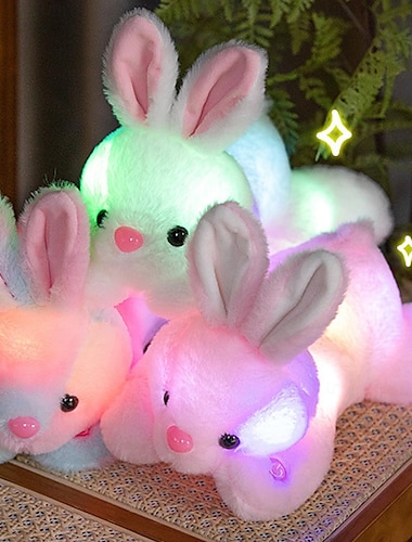  1 pieza de lindo conejo de peluche luminoso, regalo para fiesta de Pascua, decoración para ambiente festivo.
