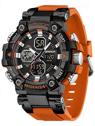  SANDA Herren Digitaluhr Großes Ziffernblatt Draussen Sport Modisch leuchtend Wecker Kalender Chronograph Silikon Beobachten